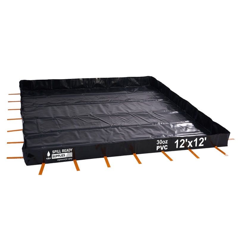 L-Bracket Spill Containment Berm 12ft x 12ft - 1000 Gal Sump | Drive-Over 30oz PVC Coated | Industrial Secondary Containment Berm