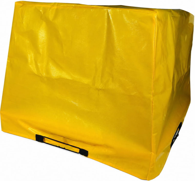 IBC Spill Containment Pallet with Tarp Cover 340 Gallon Sump, HDPE Tote Containment, Yellow
