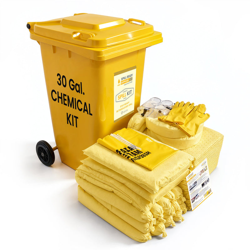 Chemical Spill Kit 30 Gallon Wheeled Bin