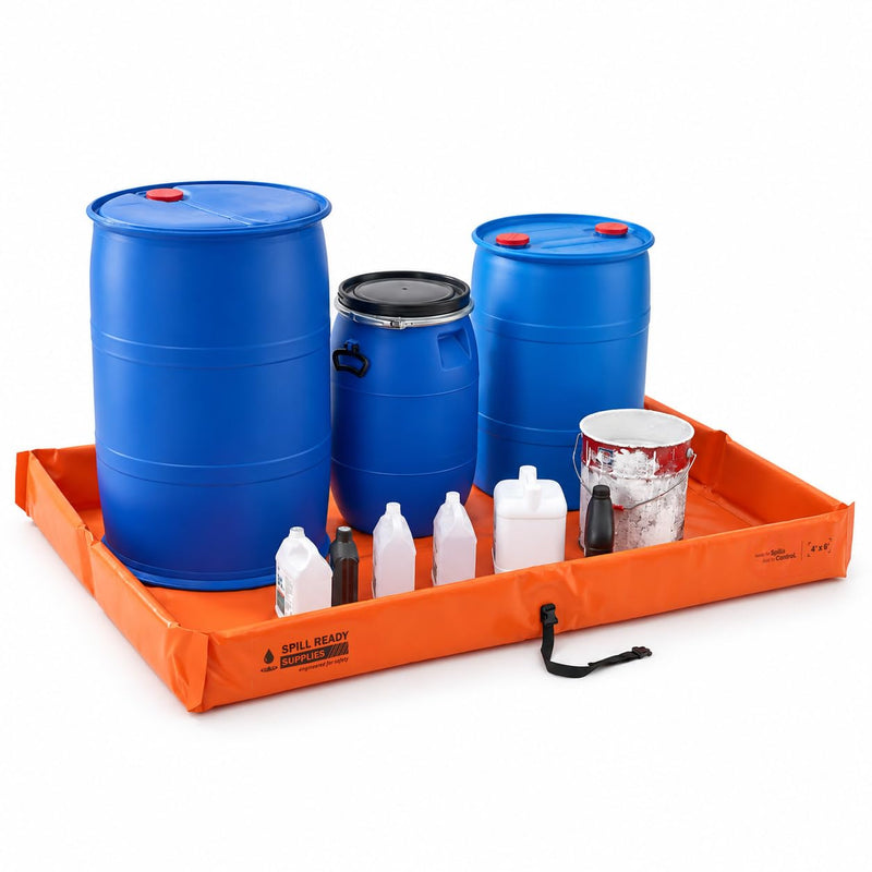 4' x 6' orange foam wall spill containment berm, 22 oz PVC