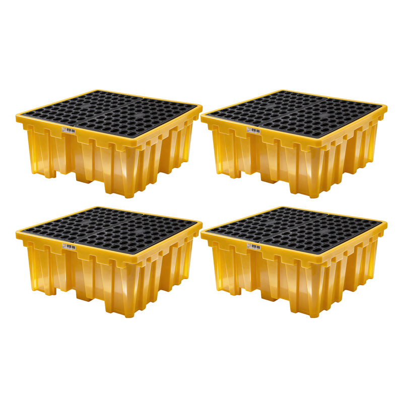 4-Pack IBC Pallet Combo - 62" x 62" x 28", HDPE, Yellow