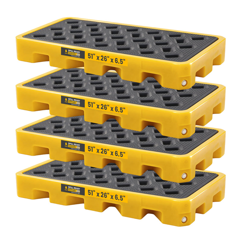 4-Pack 2-Drum Workstation Combo - 51" x 26" x 6.5", HDPE, Yellow