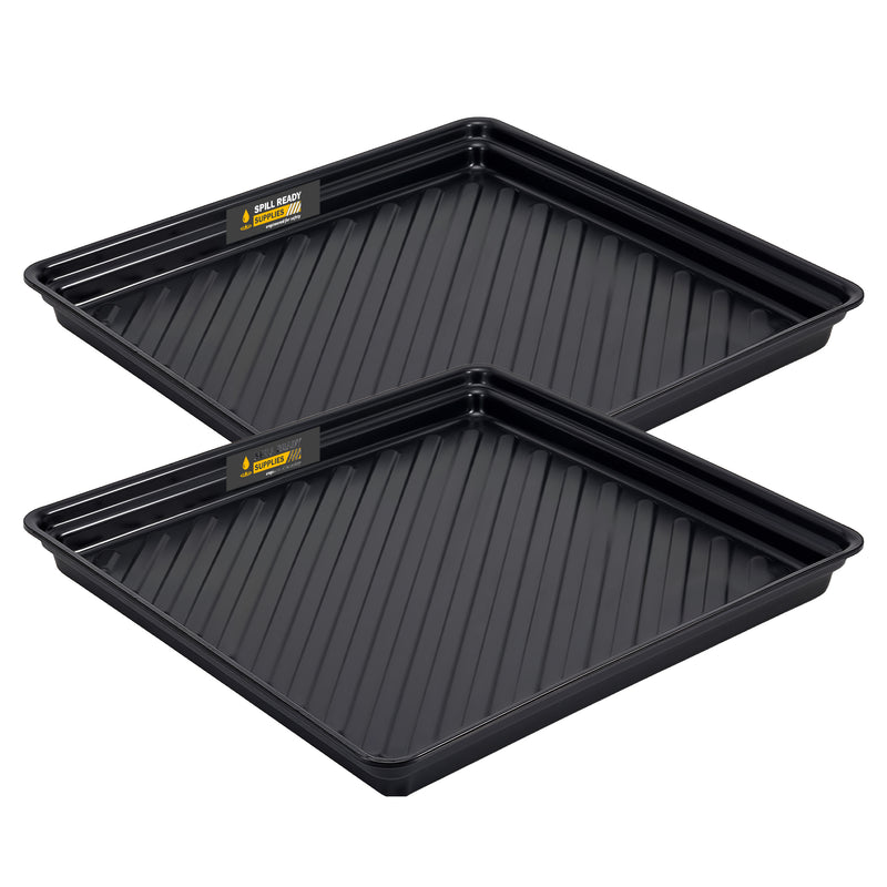 Spill Containment Drip Tray, 40 Gal Sump, Polyethylene Black – 2-Pack Combo