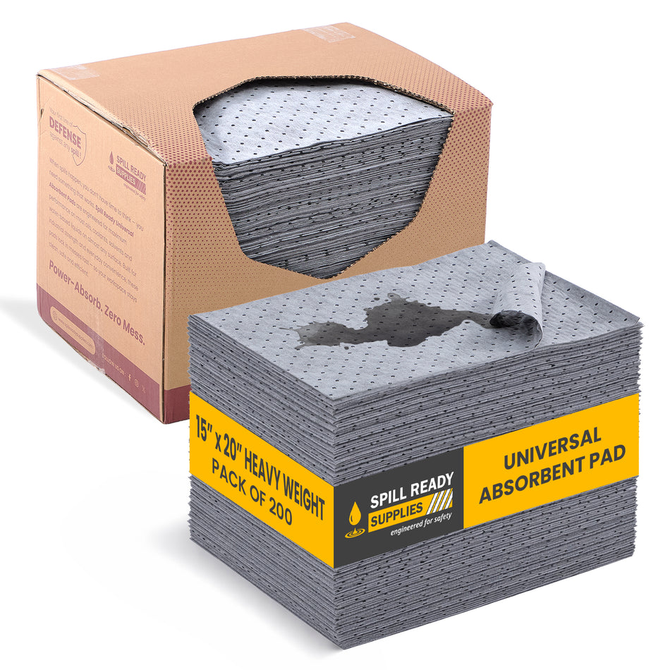 Universal Absorbent Pads 15"x20" 2mm, 200 Pack Gray
