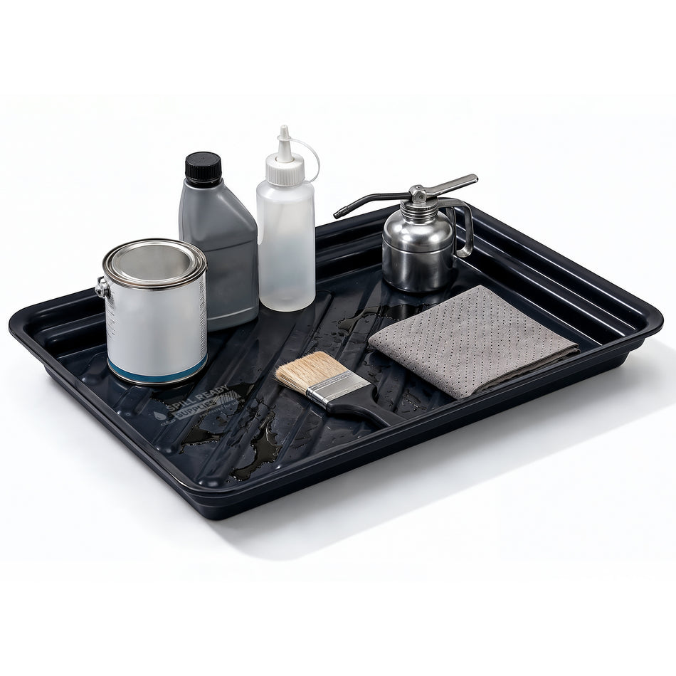 Spill Containment Drip Tray | Black | Size: 22" W x 25" L x 2" H