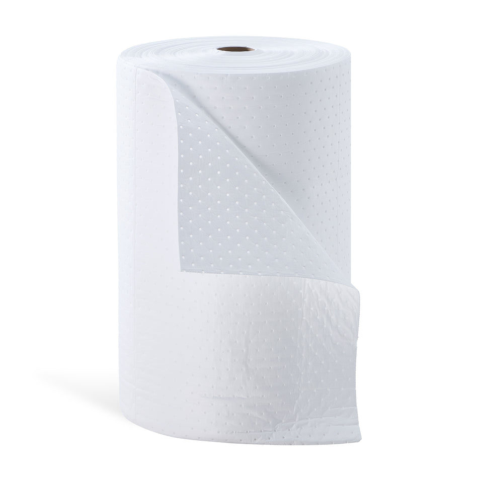 Spill Ready Oil Only Absorbent Mat Roll 30" x 300' - Hydrophobic Sorbent Roll for Oil & Fuel Spills - White Perforated Industrial Roll