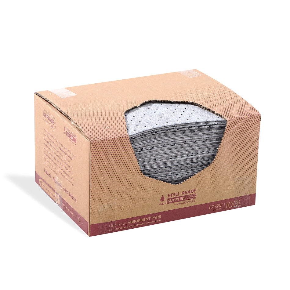 Universal Absorbent Pads 15"x20" 3mm, 100 Pack Gray