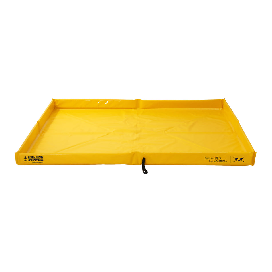 Foam Wall Spill Containment Berm, 22oz PVC coated | 8' x 8' x 6inch | Yellow | 3/4"-1" Drain