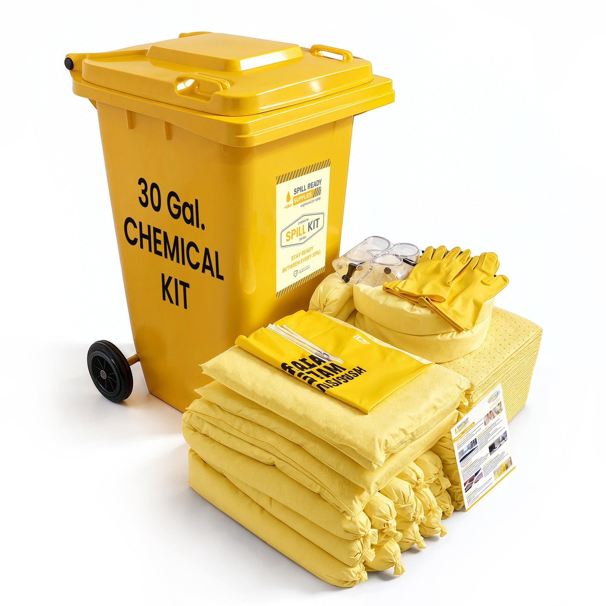 Chemical Spill Kit 30 Gallon Wheeled Bin