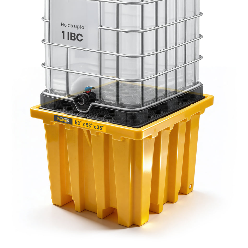 IBC Spill Containment Pallet 340 Gal Sump | HDPE Tote Containment Pallet for 275/330 Gallon IBC Totes | EPA