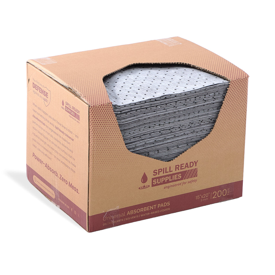Universal Absorbent Pads 15"x20" 2mm, 200 Pack Gray