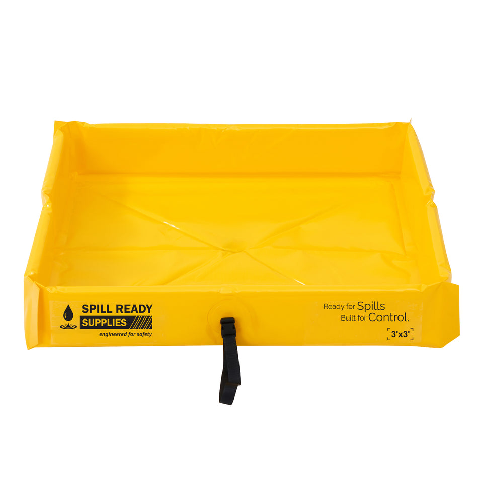 Duck Pond Spill Containment Berm - 3' x 3', 22 oz PVC, Yellow
