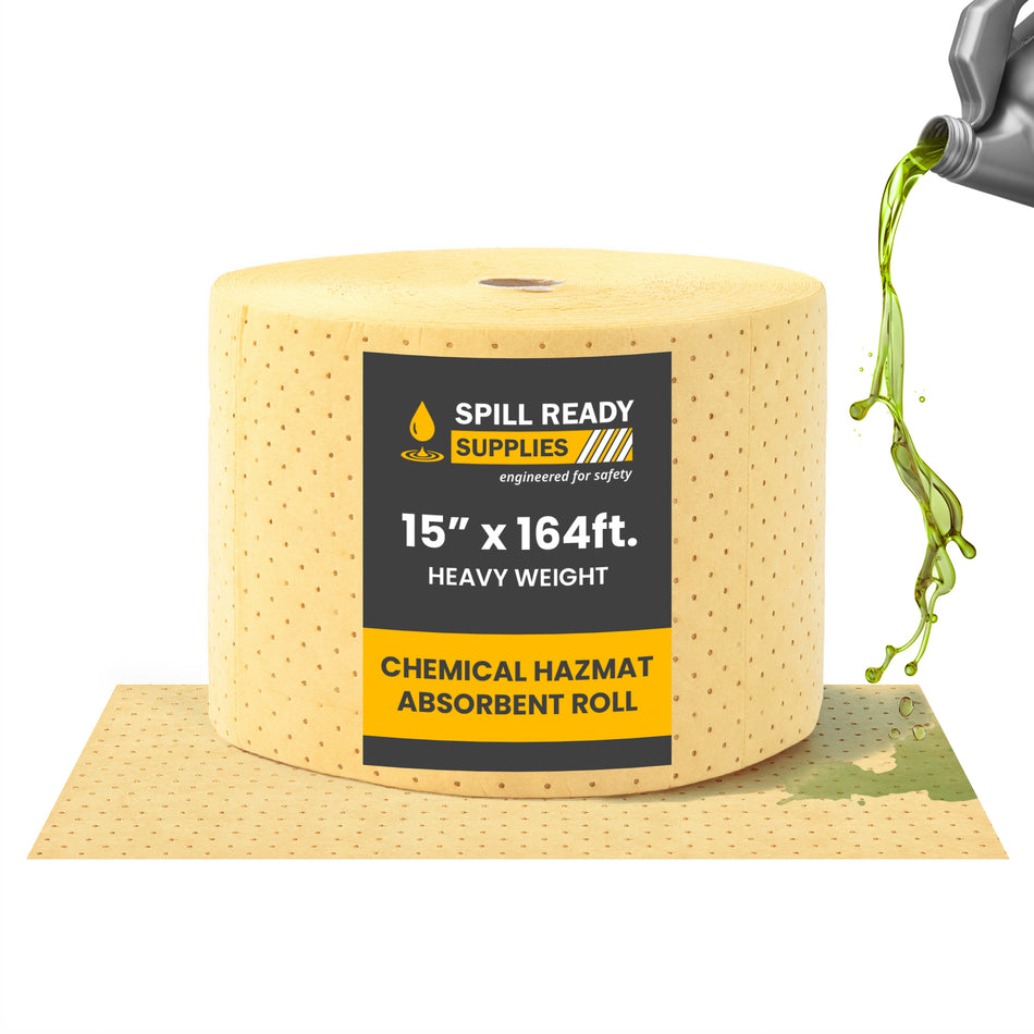 Chemical Absorbent Mat Roll | Absorbs Chemical-Based Liquids 164' L x 15" W