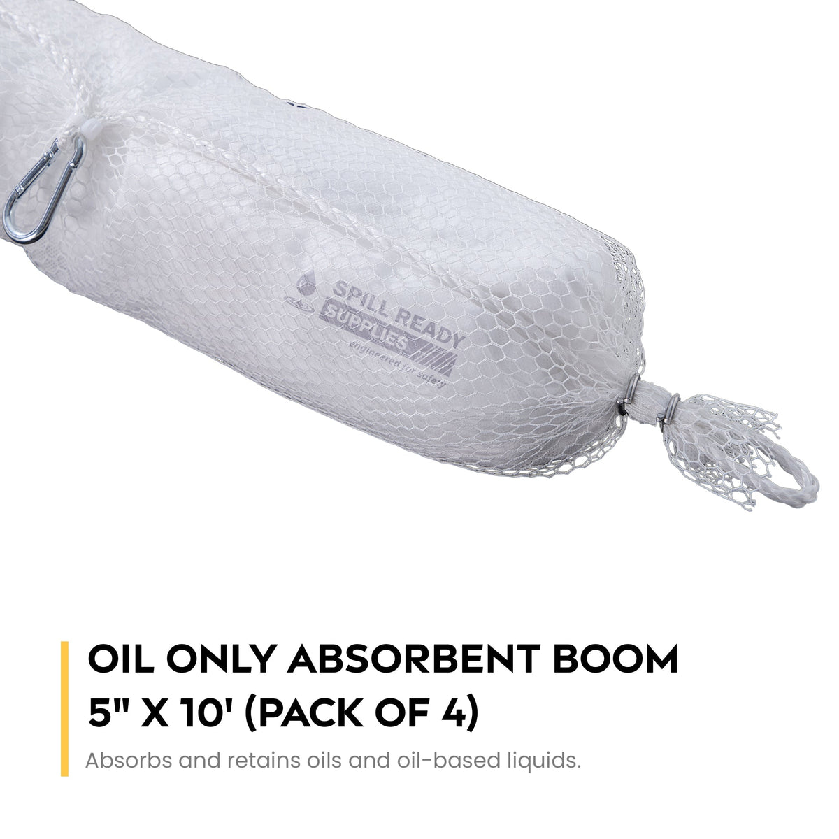 Oil Absorbent Boom 5in x 10ft | Marine Oil Spill Containment Boom for Water Fuel Petroleum | Linkable