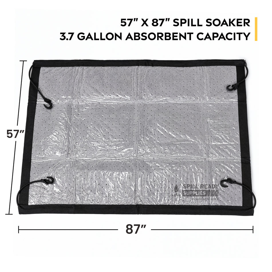 Spill Soaker Pad 87" × 57" with 3.7 Gallon Absorbent capacity | Large Equipment Drip Pad | Floor Protection for Leaks and Drips