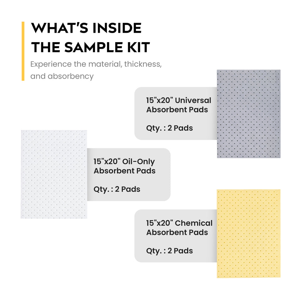 Sample of Spill Ready Supplies Absorbent Pads - Sample Box