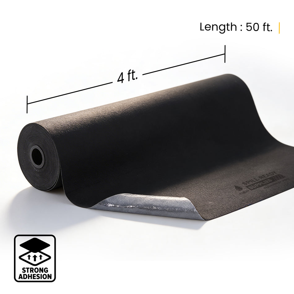 Adhesive Absorbent Grippy Floor Mat Roll - 4' x 50' - 3 mm - Black