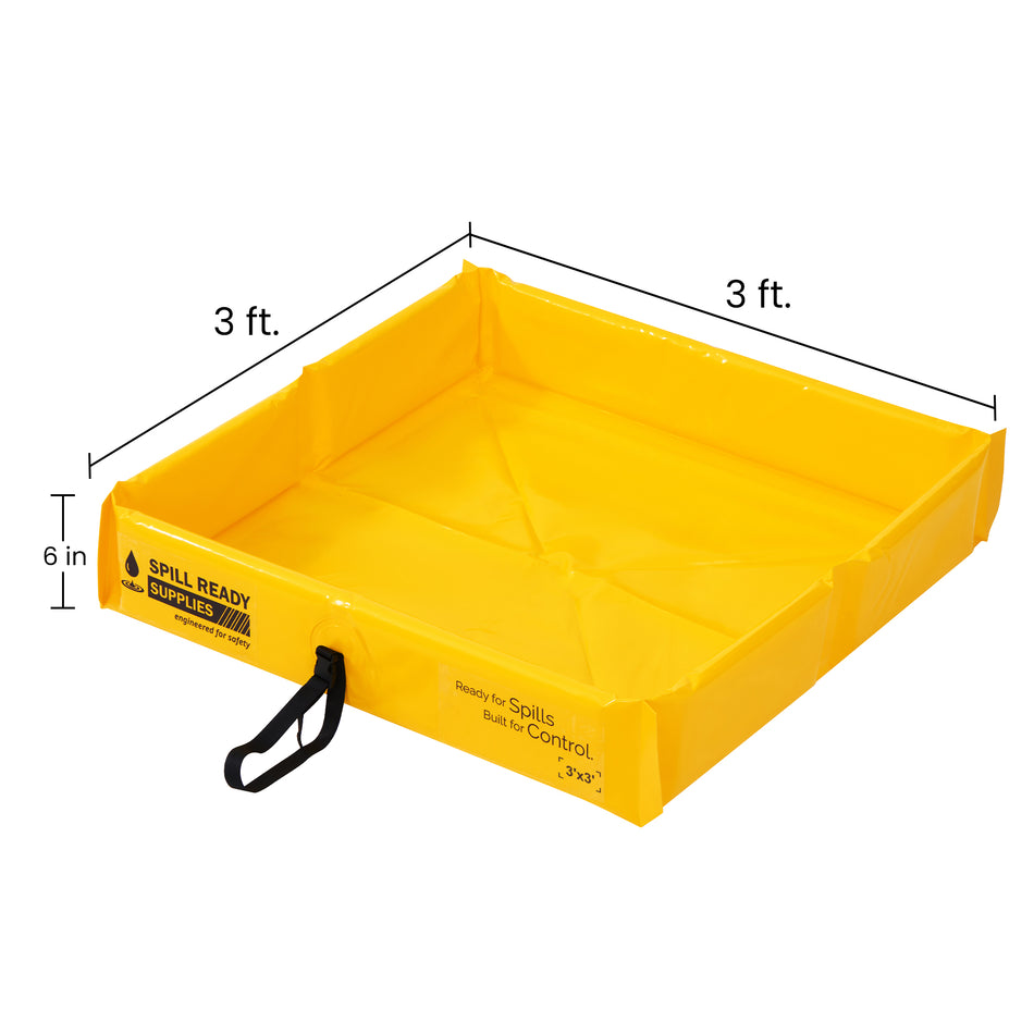 Duck Pond Spill Containment Berm - 3' x 3', 22 oz PVC, Yellow