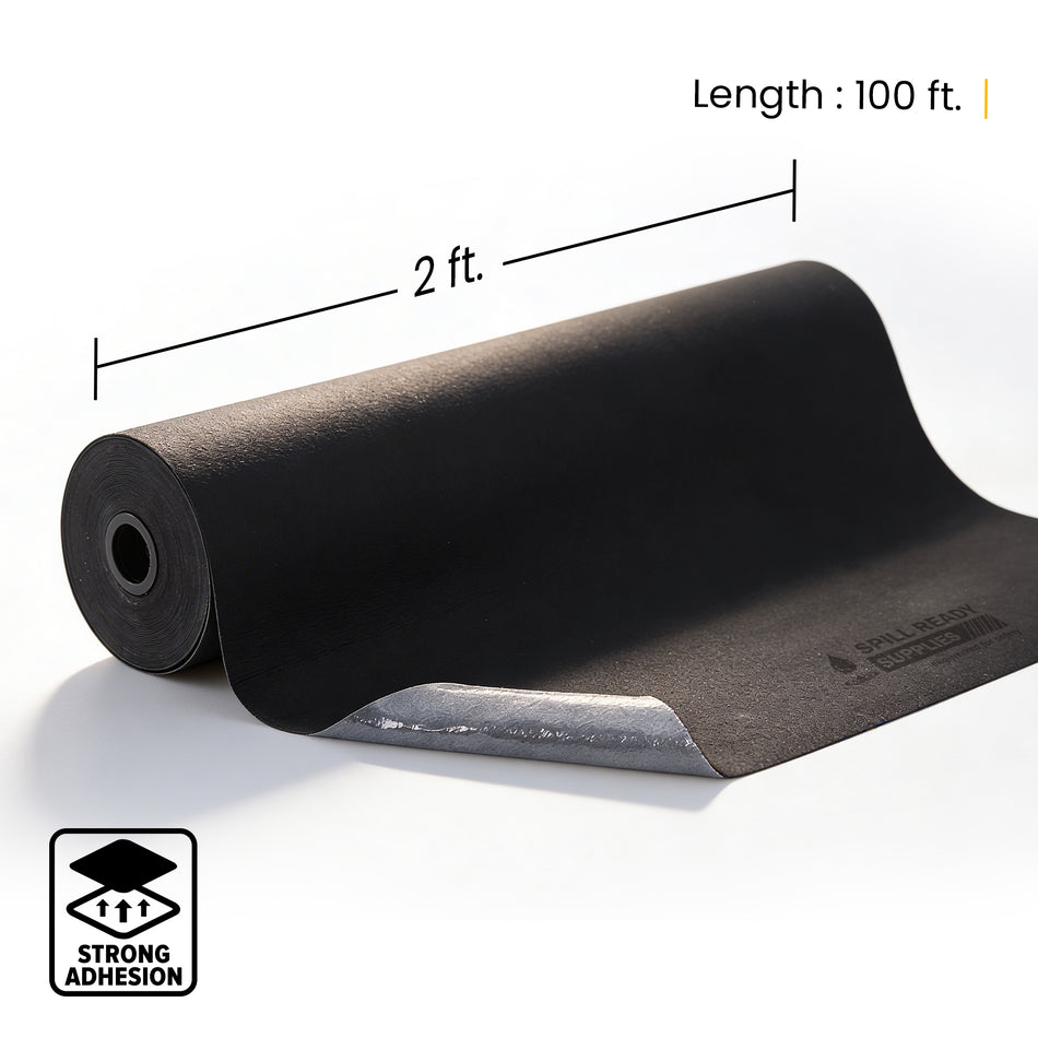 Adhesive Absorbent Grippy Floor Mat Roll - 2' x 100' - 3 mm - Black
