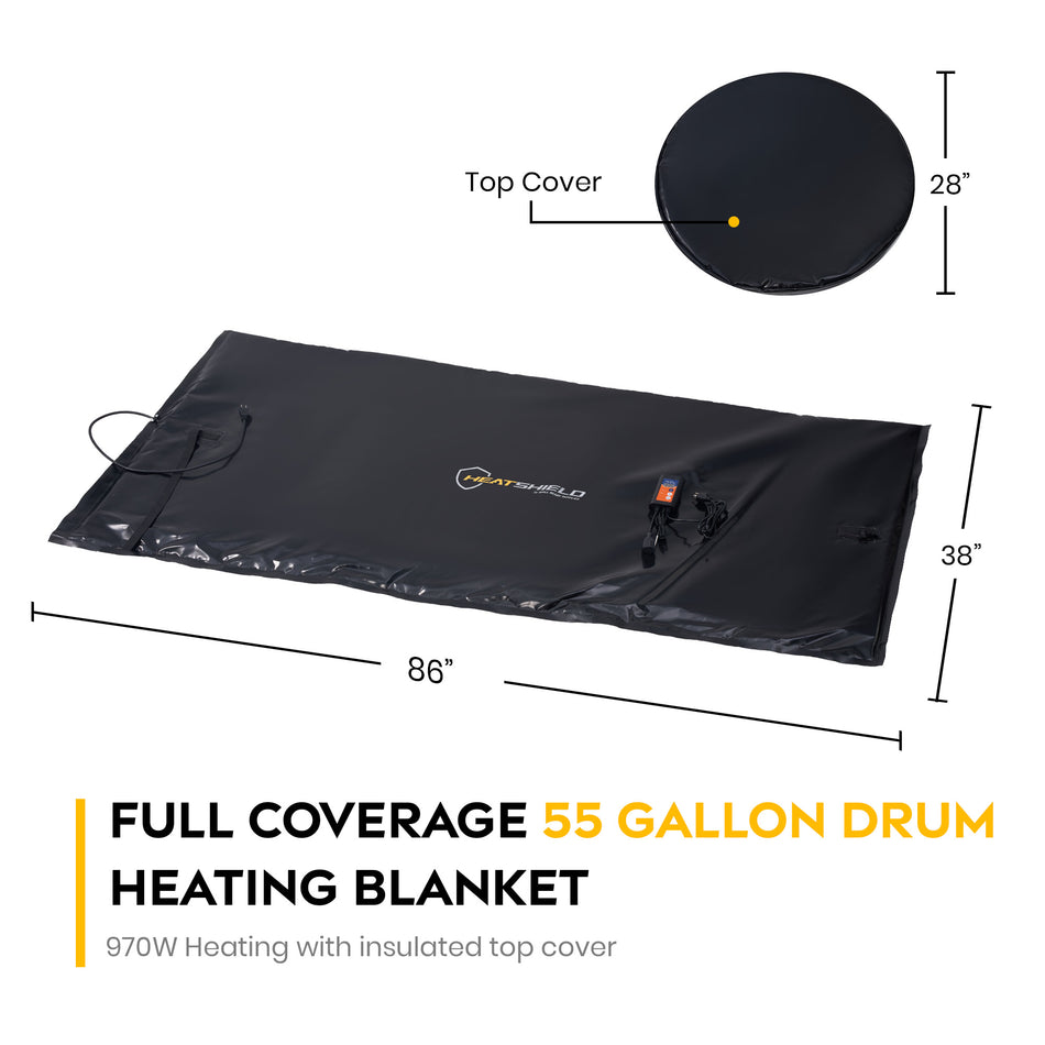 55 Gallon Drum Heating Blanket Full Coverage Electric Drum Heater for Steel & Poly Drums | Industrial Insulated Heating Wrap