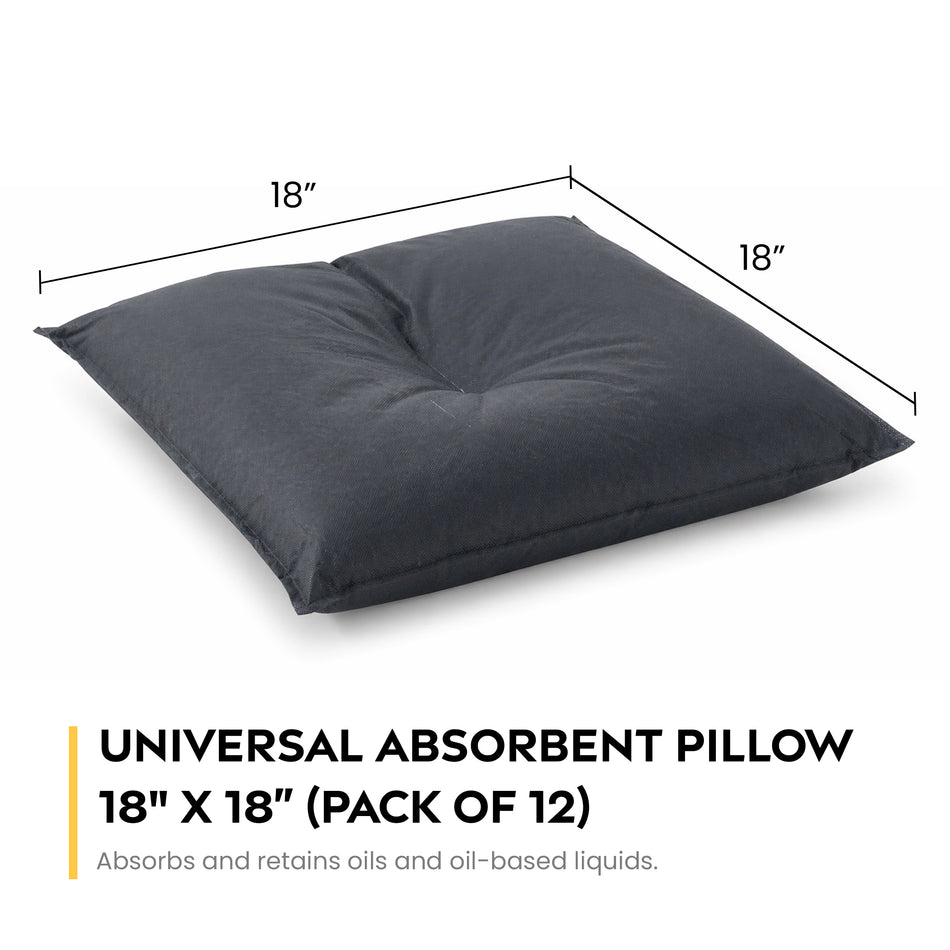 Universal Absorbent Pillow - 18" x 18" - Absorbs 2 gal./Pillow | 12 PACK