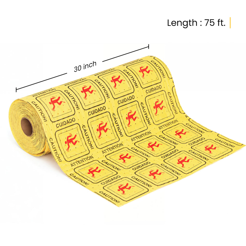 High Visibility Absorbent Roll 30in x 75ft | Yellow Printed Universal Sorbent Mat | Heavyweight Dimpled