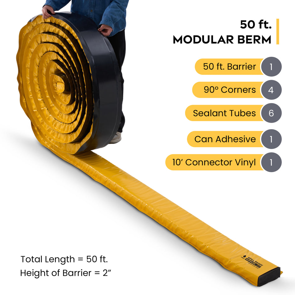 Spill Berm Kit, 50 ft x 5.5" x 2"