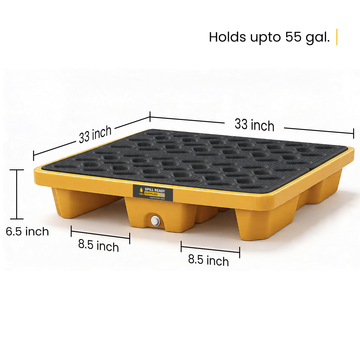 Single-Drum Pallet with Forklift Pockets 33in x 33in