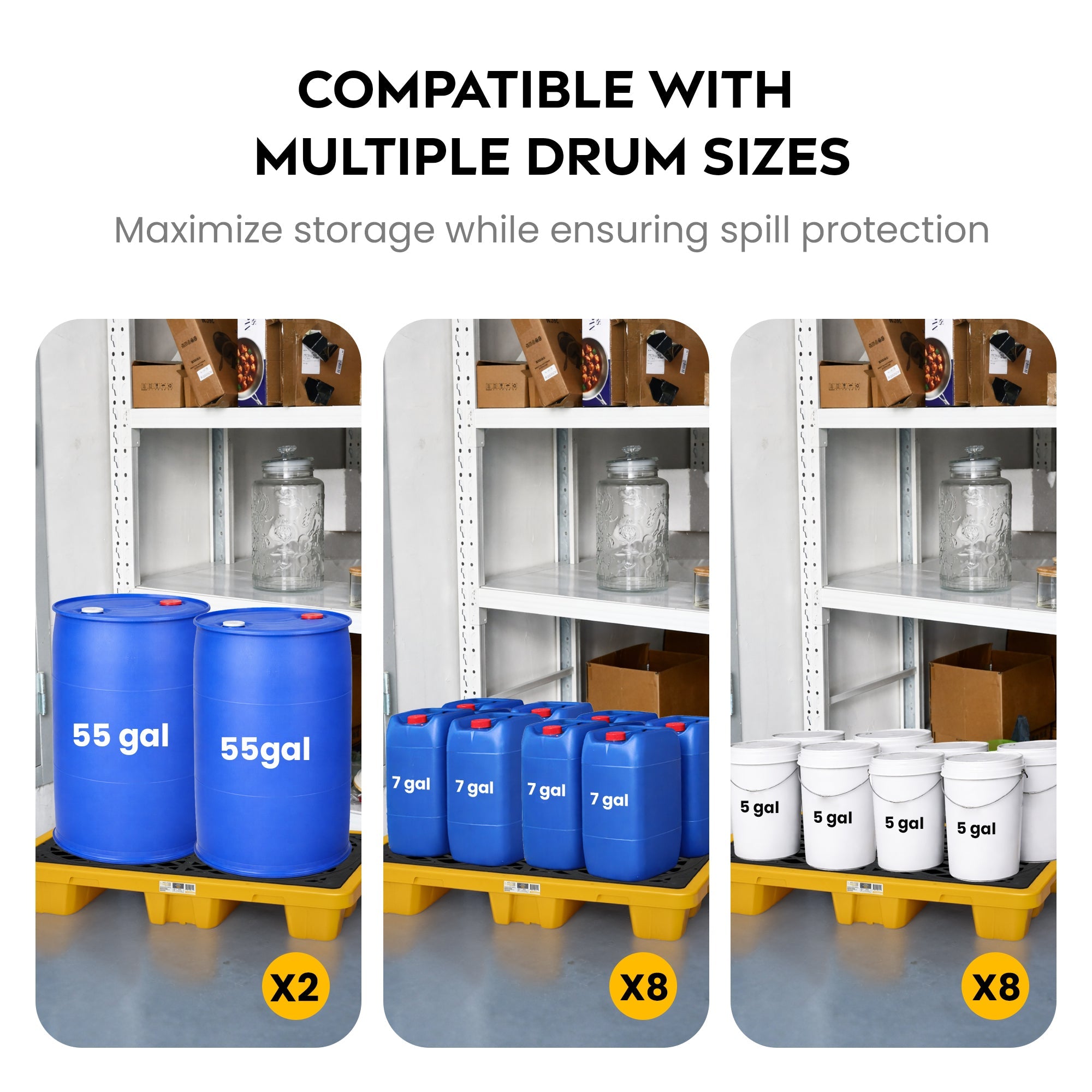 2-Drum Spill Containment Pallet HDPE Yellow