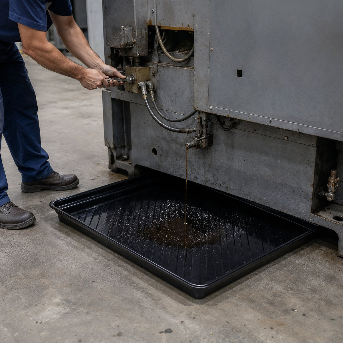 Spill Containment Drip Tray 40 Gal Sump | Polyethylene Black