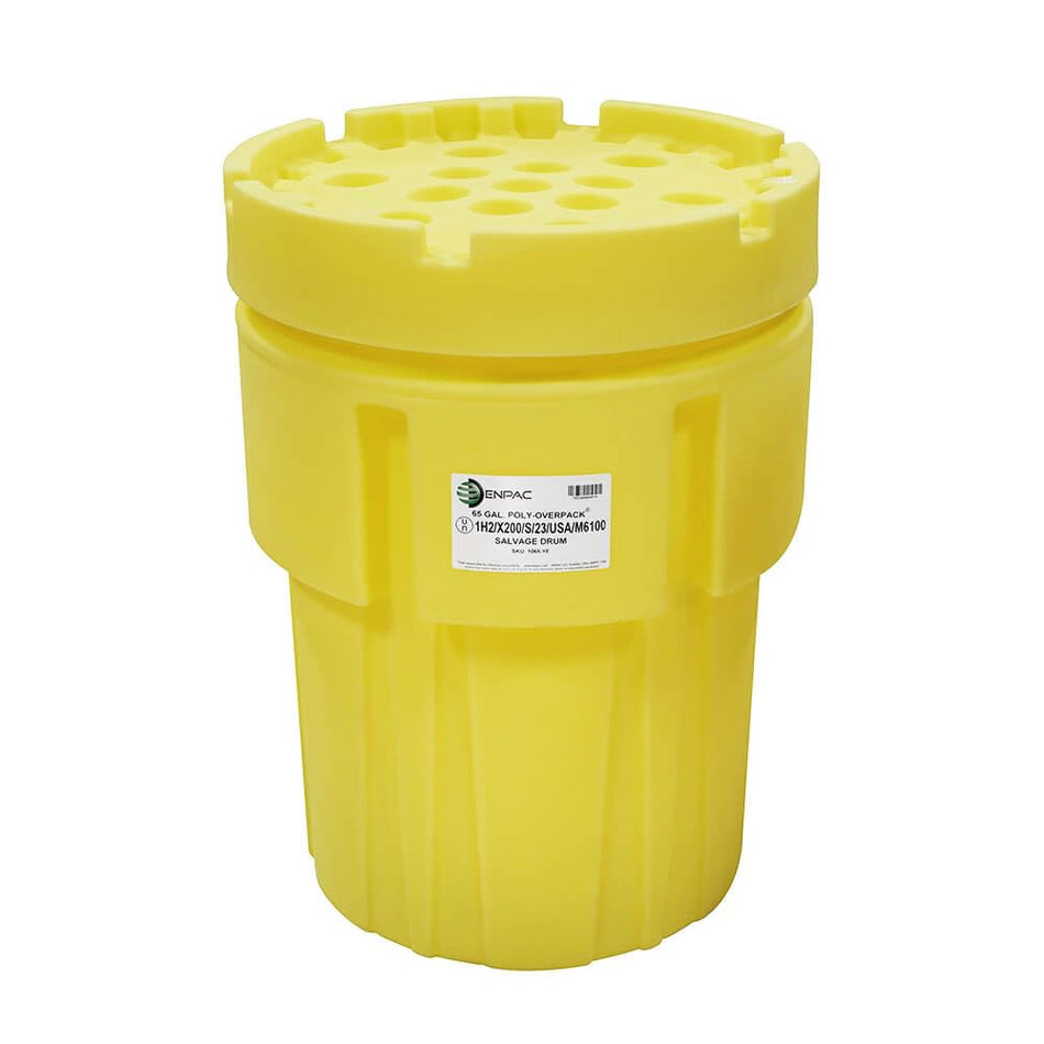 65-Gallon Poly-Overpack Salvage Drum, Yellow
