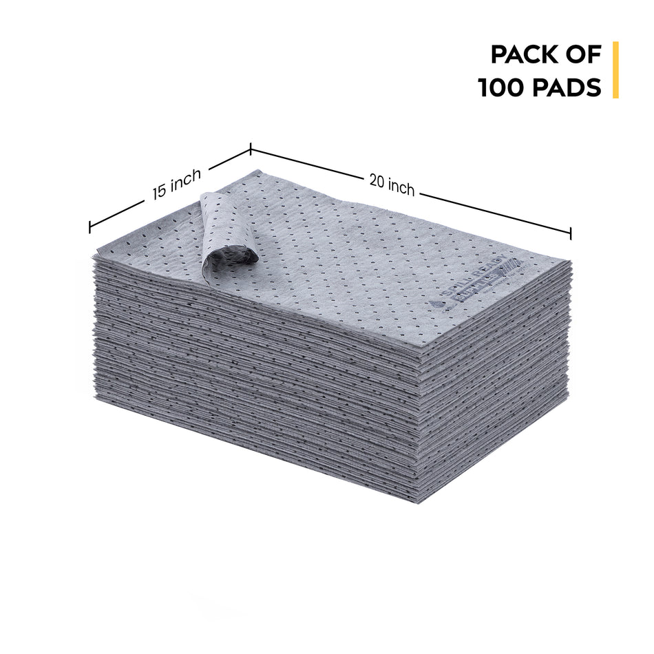 Universal Absorbent Pads 15"x20" 3mm, 100 Pack Gray