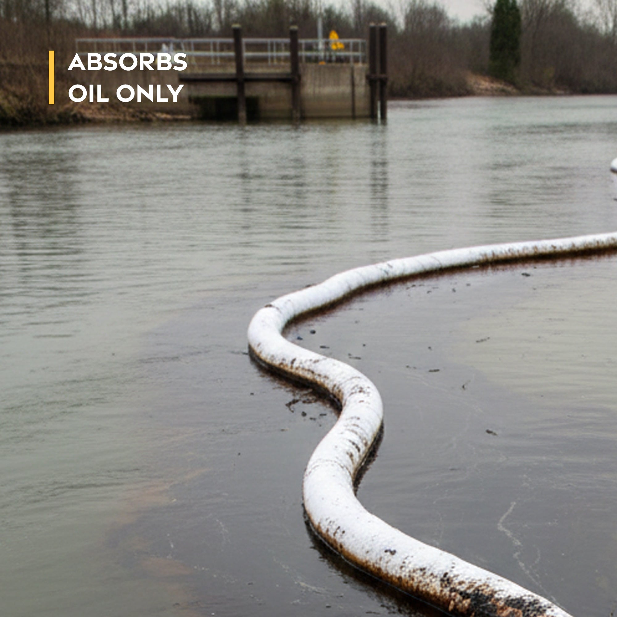Oil Absorbent Boom 5in x 10ft | Marine Oil Spill Containment Boom for Water Fuel Petroleum | Linkable