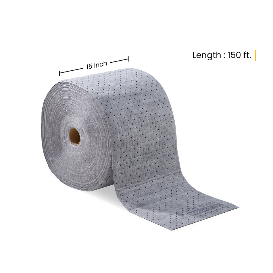 Absorbent Mat Roll | 15" W x 150' L | Universal | Grey
