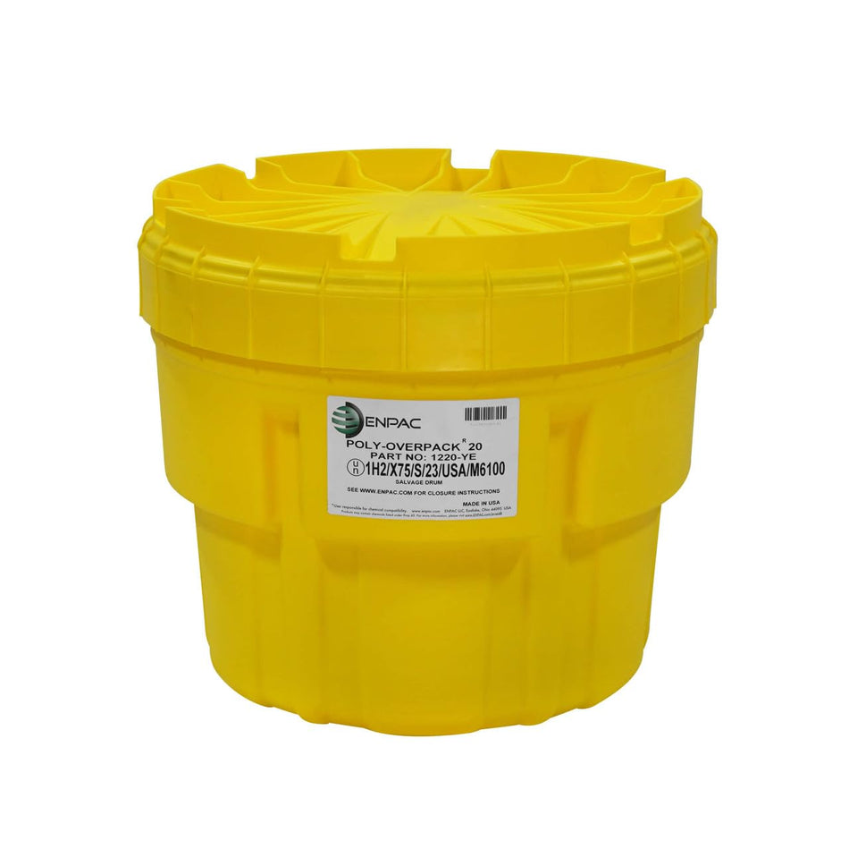 20-Gallon Poly-Overpack Salvage Drum, Yellow