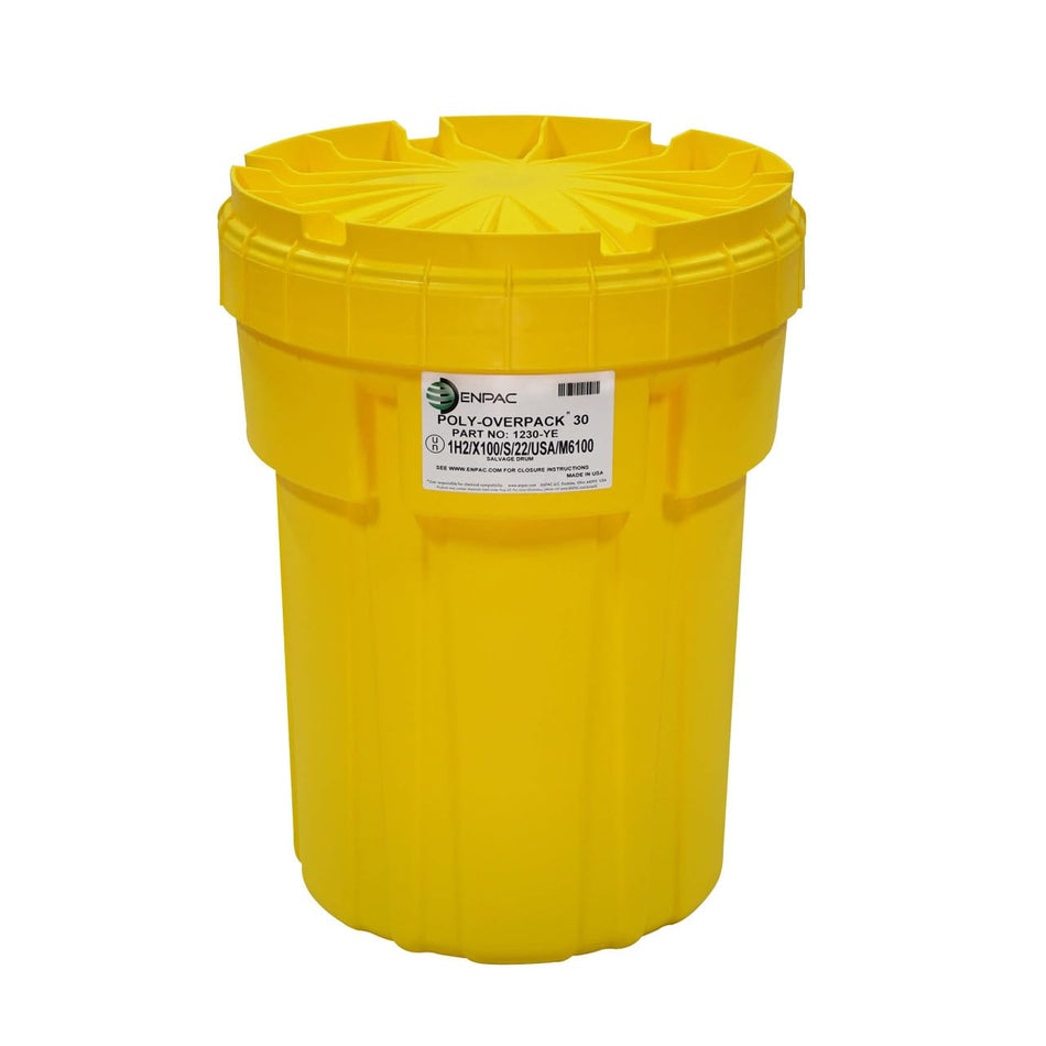 30-Gallon Poly-Overpack Salvage Drum, Yellow