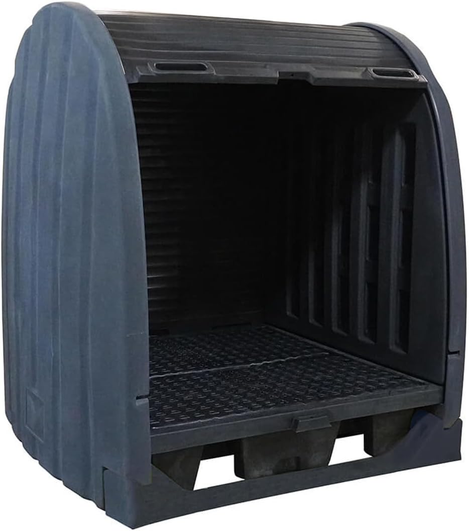 4 Drum Outdoor Storage Spill Containment Shed, Black