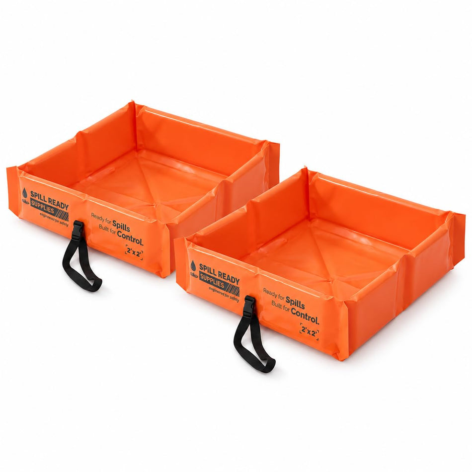 2-Pack 2' x 2' orange foam wall spill containment berm, 22 oz PVC
