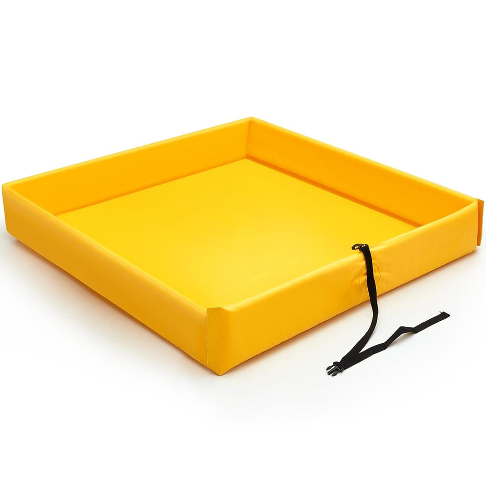 Foam Wall Spill Containment Berm, 22oz PVC coated | 8' x 8' x 6inch | Yellow | 3/4"-1" Drain