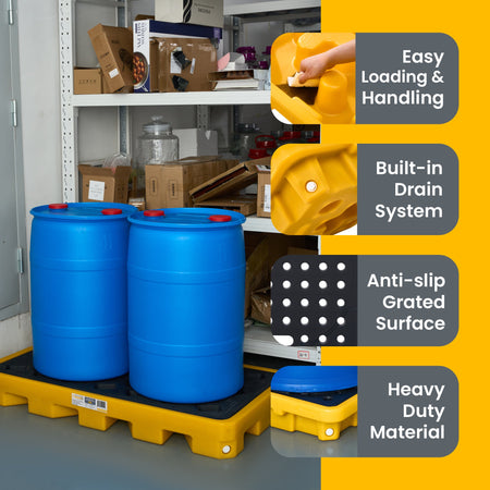 2-Drum Spill Containment Workstation HDPE Yellow