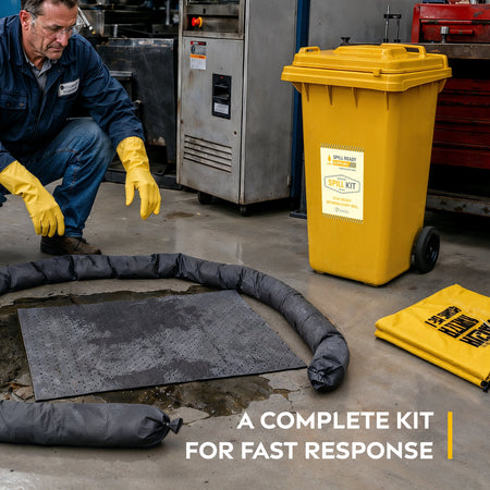 Universal Spill Kit 30 Gallon | Wheeled Bin | Grey Absorbents