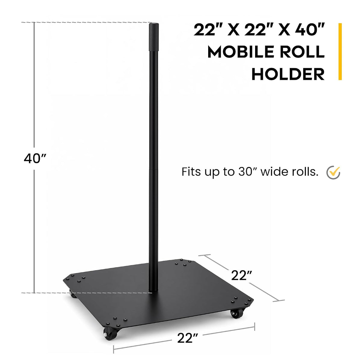 Mobile sorbent roll dispenser, steel stand with casters, for 30 in absorbent rolls – image 2