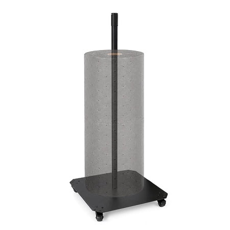 Mobile sorbent roll dispenser, steel stand with casters, for 30 in absorbent rolls