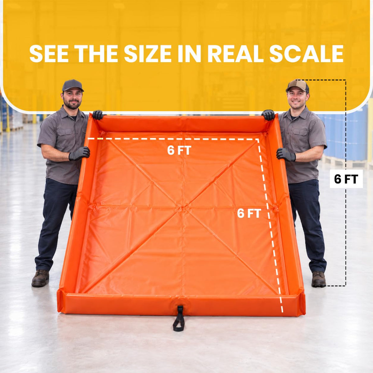 6' x 6' orange foam wall spill containment berm, 22 oz PVC – image 9