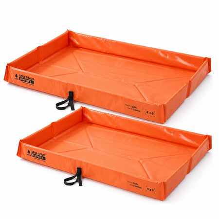 2-Pack 4' x 6' orange foam wall spill containment berm, 22 oz PVC