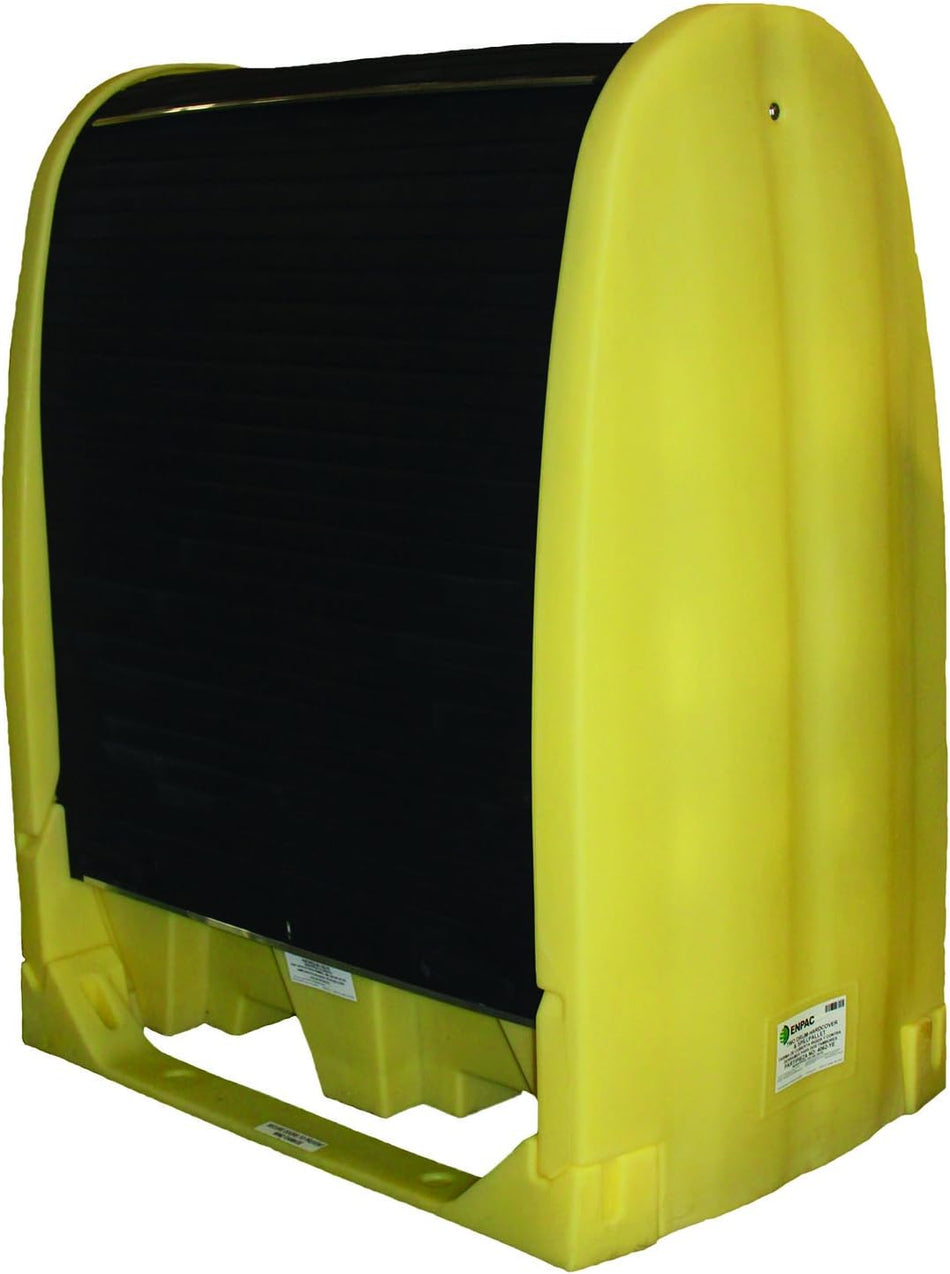 2 Drum Roll Top Hardcover Spill Pallet with Drain, Yellow