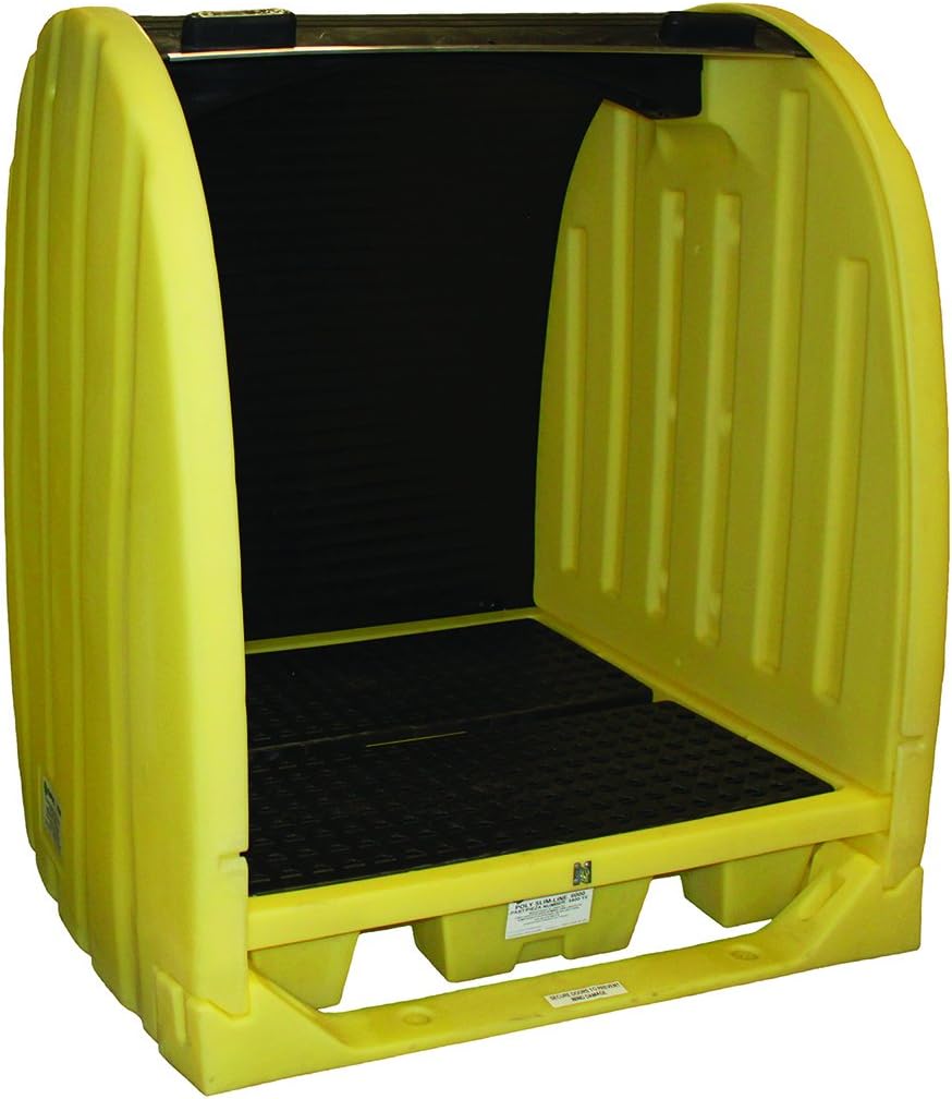 4 Drum Roll Top Hardcover Spill Pallet with Drain, Yellow