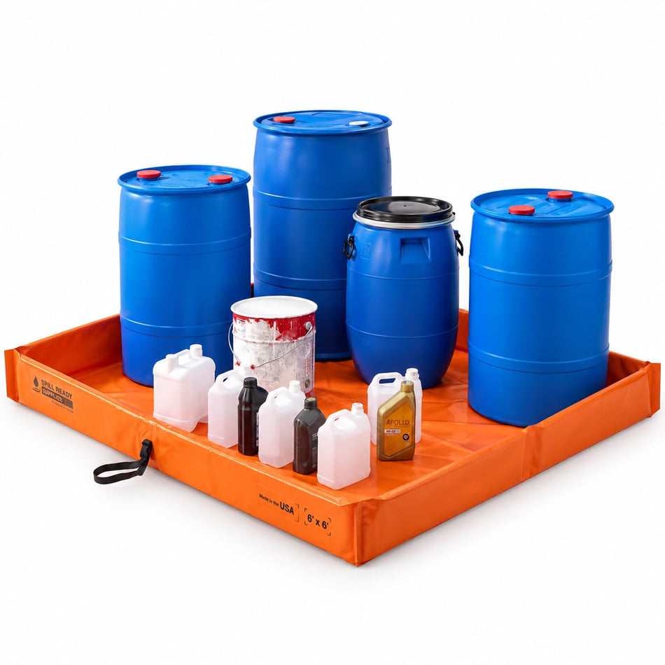 6' x 6' orange foam wall spill containment berm, 22 oz PVC