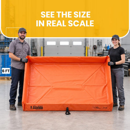 2-Pack 4' x 6' orange foam wall spill containment berm, 22 oz PVC – image 8
