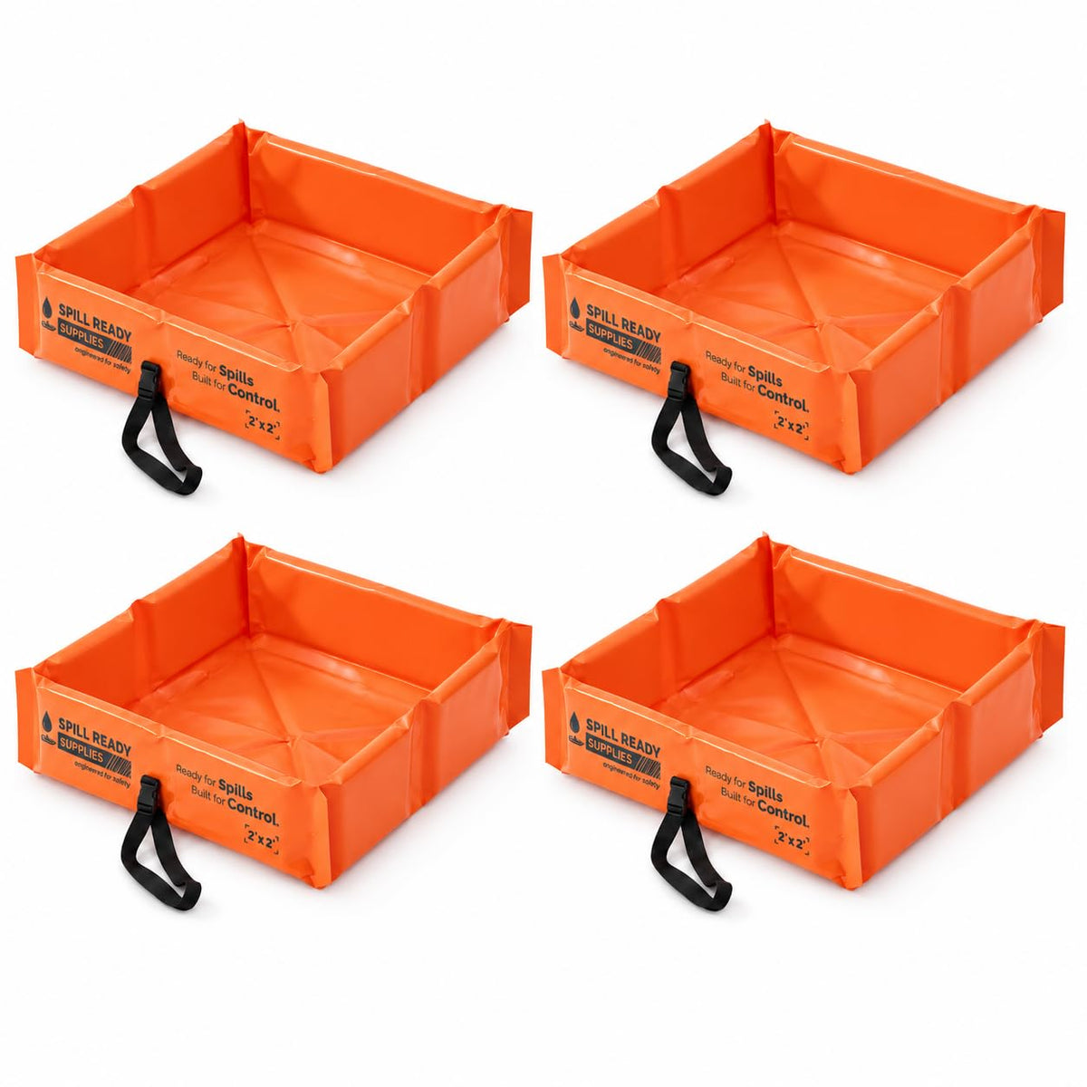 4-Pack 2' x 2' orange foam wall spill containment berm, 22 oz PVC